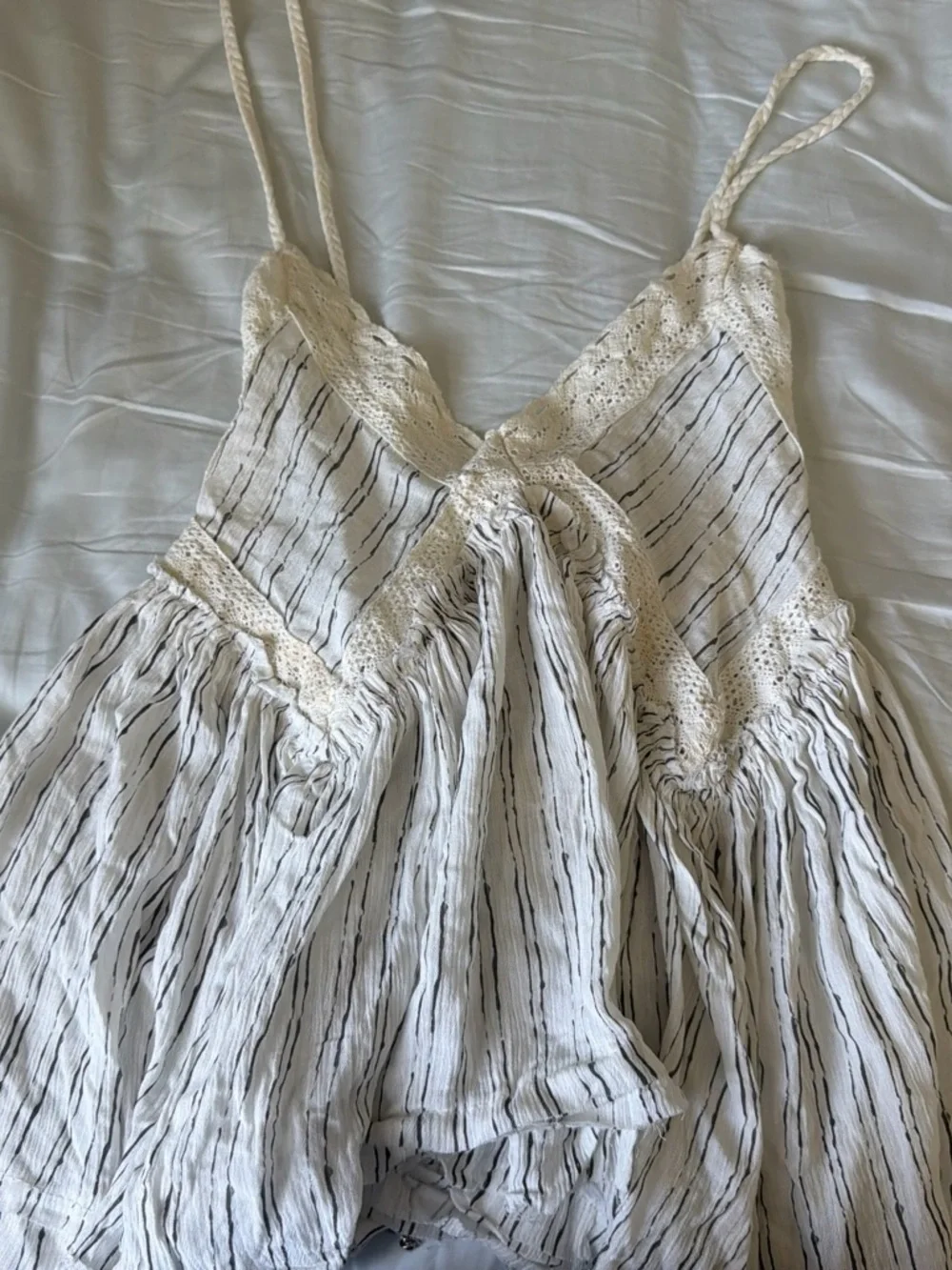 Surf Gypsy Striped Lace-Trim Tank Top